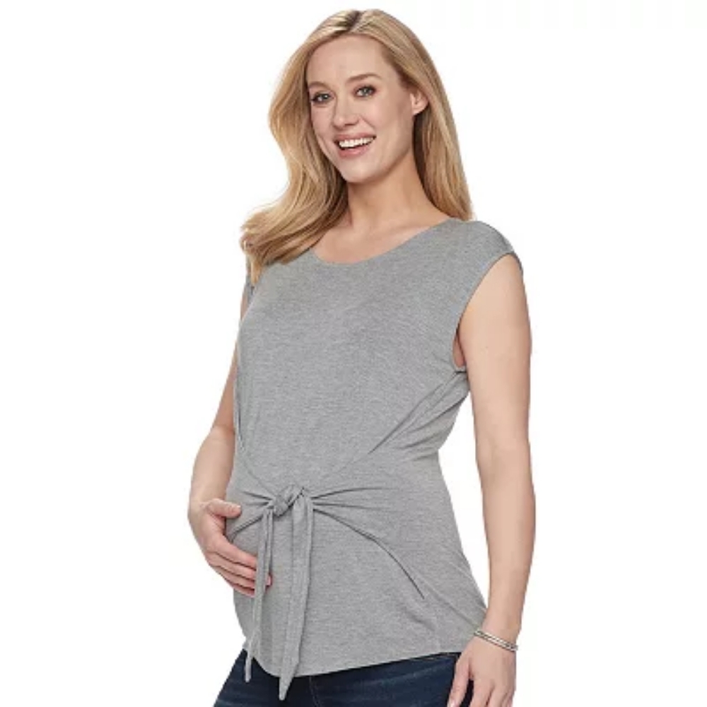 🆕 A Glow Grey Maternity Front Tie Shirt